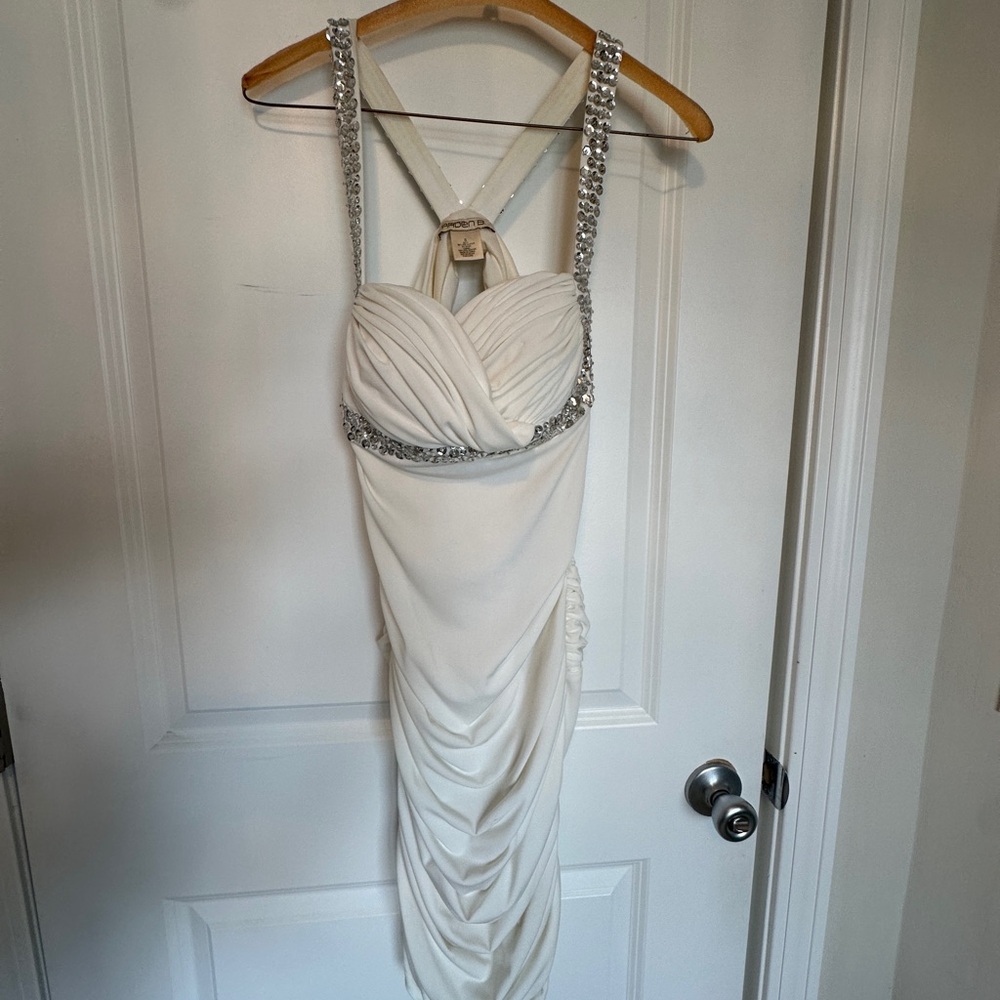 Arden B White Ruched Cut-Out Bodycon Dress
